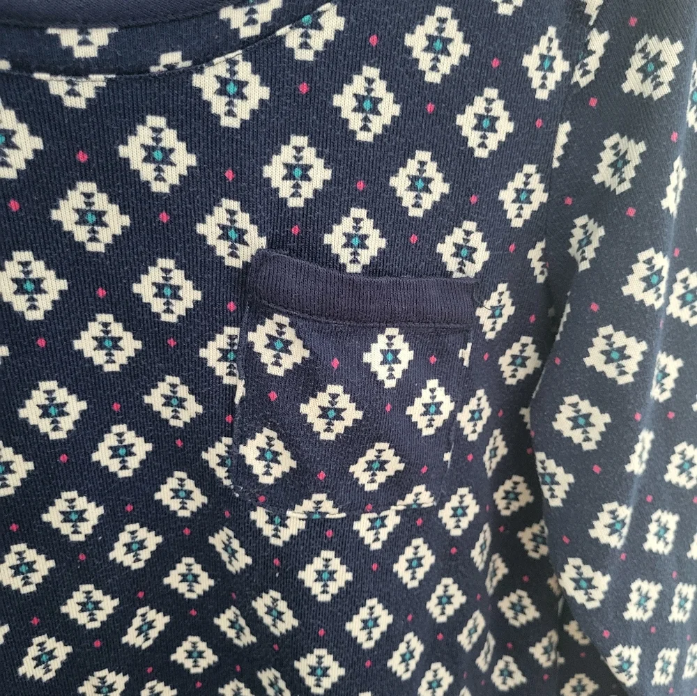 Cuddle‎ Duds 2 Piece Long Sleeve Pajama Lounge Set Blue Small Geometric
